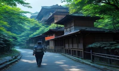 老年旅行者骑摩托车在青藏高原公路上，银发在风中飞扬，背景是壮阔高原天际线，一路向西永不言老